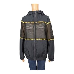PINK Victoria's Secret Black Mesh Anorak Hooded Jacket XS/S